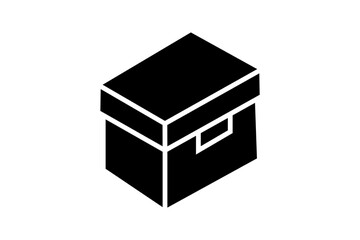 The box is depicted in an isometric view, with a lid on top and a small label area on the side, often representing storage, packaging, or organization.