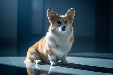 The fluffy golden coat little paws neatly tucked in and ears alert make this Corgi look like the happiest little guardian