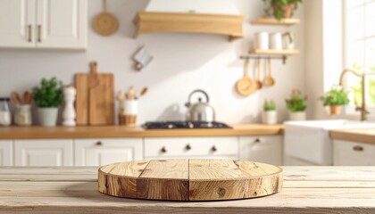 Rustic kitchen display platform natural wood