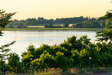 sunset over the river