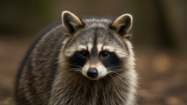 Closeup Portrait of a Raccoon in a Forest Setting