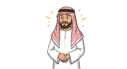 Smiling Arab Man Happy Expression Traditional Clothing Isolated Transparent Background