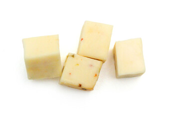 Piece of cheese isolated on a white background