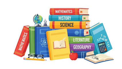 Back To School Colorful Books Supplies