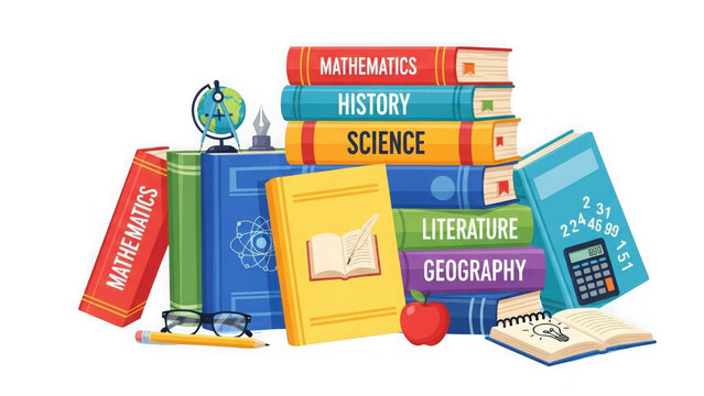 Back To School Colorful Books Supplies