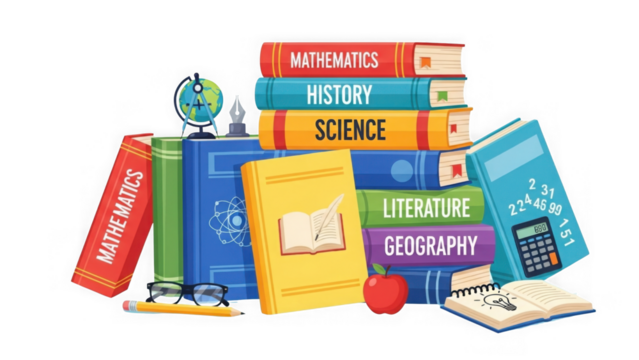 Back To School Colorful Books Supplies - Powered by Adobe