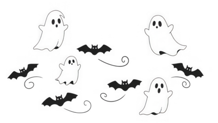 Cute Ghosts And Bats Halloween Design