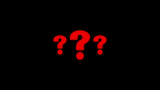 Animation of question mark with white/black screen. HD video black and white thin line icon.Panoramic blue background with question mark hanging. Animation of question mark .