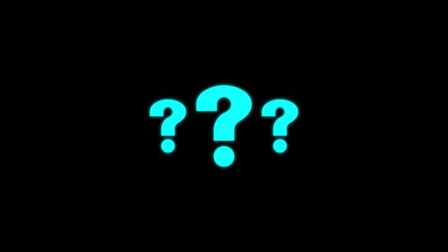 Animation of question mark with white/black screen. HD video black and white thin line icon.Panoramic blue background with question mark hanging. Animation of question mark .