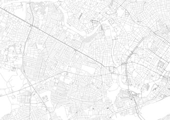 Fototapeta premium A detailed close-up vector map of Recife's highway interchange and road network in black and white outline style.