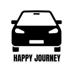 Obraz premium Happy Journey Car Icon - Simple Black & White Design