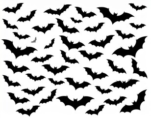 Fototapeta premium flying bats silhouettes. flock of bats - Halloween vector illustration