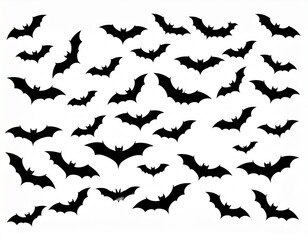 Fototapeta premium flying bats silhouettes. flock of bats - Halloween vector illustration