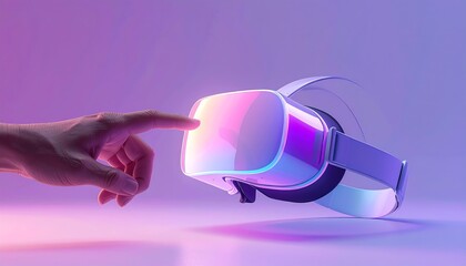 Futuristic VR headset icon in 3D with glossy gradient effect