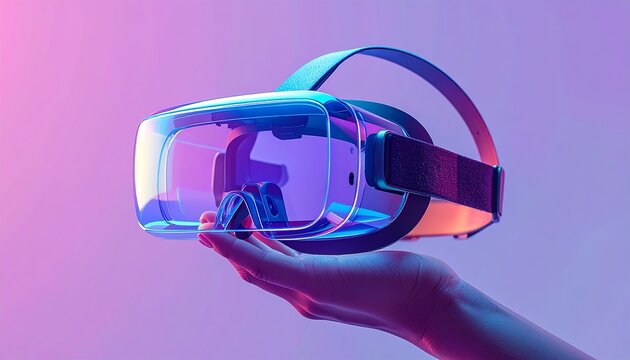 Virtual reality headset icon in 3D with modern glossy gradient