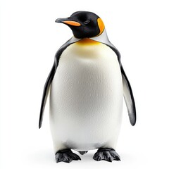 Realistic Emperor Penguin Standing Isolated on White Background