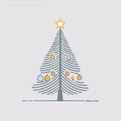 シンプルなクリスマスツリーのベクター線画アイコン