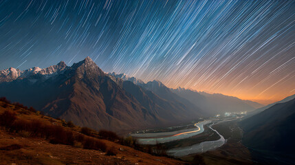 Mountain valley star trails