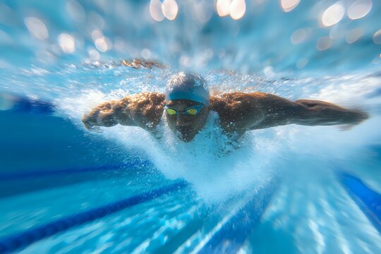 Butterfly Stroke: Swimmer in Underwater View