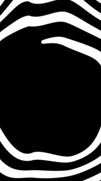 Abstract black and white background with wavy, organic lines creating a dynamic zebra-like pattern. Minimalist monochrome graphic with fluid stripes for a concept of illusion and motion. Copy space.