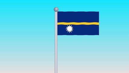Nauru Flag Waving in the Wind On Blue Sky Background
