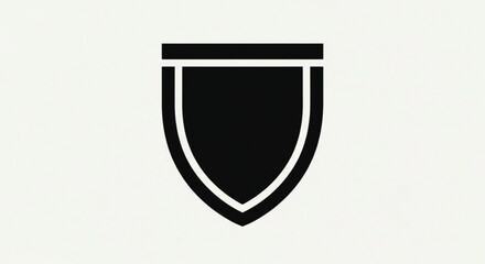 Bold black shield icon representing security, protection, and defense on a clean background.