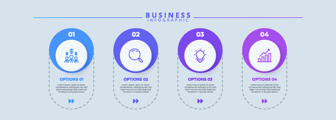 Infographic thin line design with icons and 4 options or steps. Infographics for business concept. Can be used for presentations banner, workflow layout, process diagram, flow chart, info graph