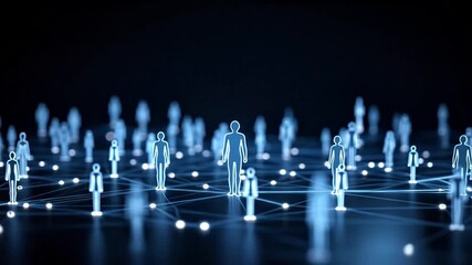 Digital illustration of connected human silhouettes glowing on network grid, symbolizing social media, communication and online community. Concept of digital society and global connections
 - Powered by Adobe