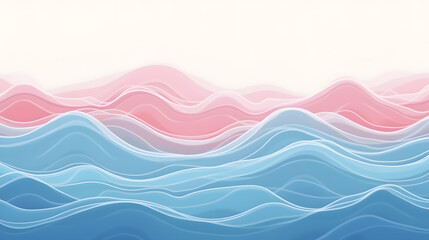 Flat art of layered pastel waves forming abstract ocean