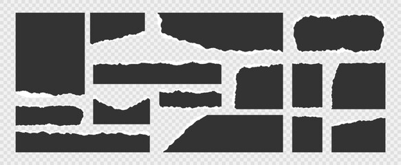 Set of jagged rectangle shapes with ripped paper effect. Torn paper frames for scrapbooking, web design, posters, and creative templates.