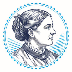 Vintage Engraved Portrait of a Woman, A French physicist and chemist famous for her work on radioactivity. She was the first person honored with two Nobel prizes