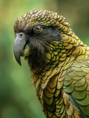 Papagaio Kea da Nova Zel&acirc;ndia em close-up