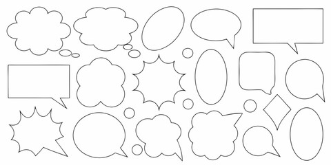 Fototapeta premium Collection of diverse comic book style speech and thought bubbles with various shapes and outlines