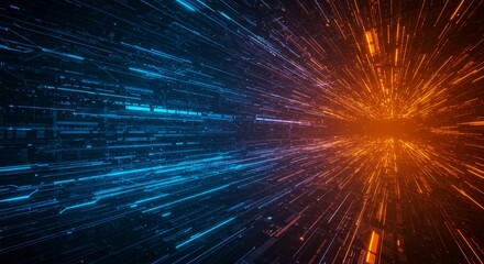 Dynamic High-Speed Neon Technology Concept with Abstract Connectivity in Cyberspace