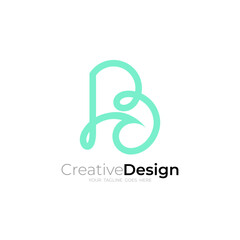 B logo and wave design nature, line style design vector