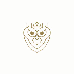 owl logo with a crown on its head as a symbol of power