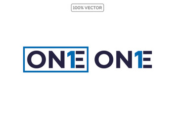 One text combined number 1 logo design template illustration