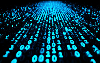 Digital binary code pattern representing data and technology