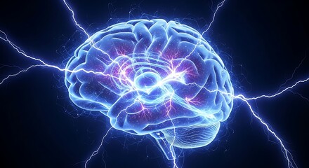 Brain Activity A Digital Illustration of Electrical Impulses and Neural Networks