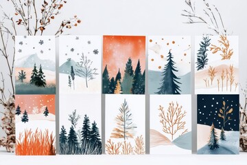 Winter Landscape Watercolor Paintings Collection