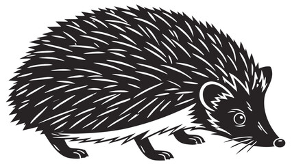 Hedgehog Silhouette – Realistic Vector Illustration, Curled Position, Isolated on Transparent Background