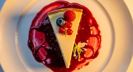 Elegant Cheesecake with Fresh Berries and Berry Sauce
