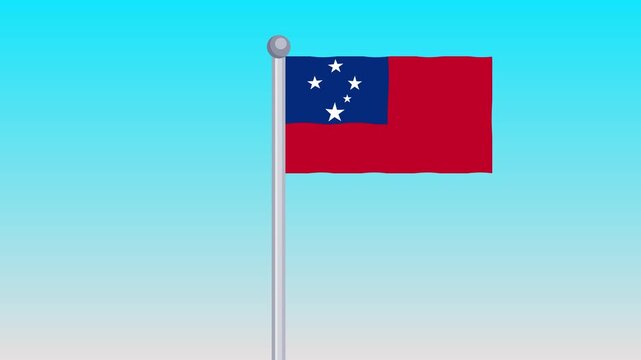 Samao Flag Waving in the Wind On Blue Sky Background