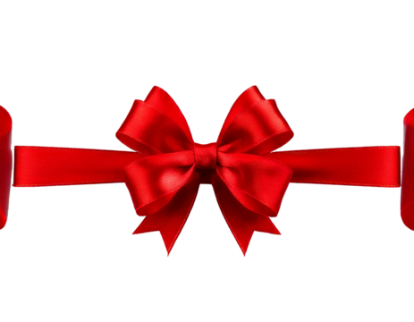  Red ribbon with bows on transparent background 