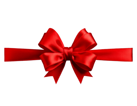  Red ribbon with bows on transparent background 