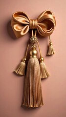 Fototapeta premium Elegant golden bow and tassel, a touch of opulence and sophistication
