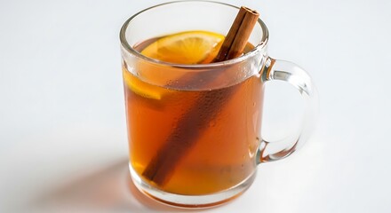 Hot Spiced Tea with Lemon and Cinnamon Stick