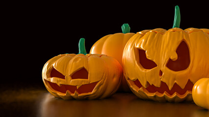 The Pumpkin Jack for Halloween or Holiday concept  3d Rendering.