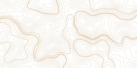 The topo contour or wallpaper. Mountain trail terrain or path. Vector illustration. Topographic gold luxury map background. Geographic abstract pattern.