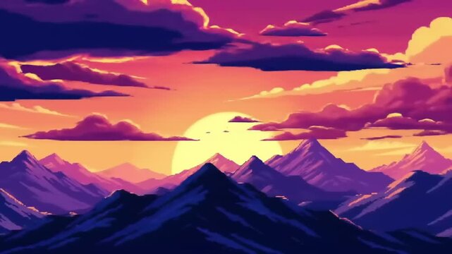 Colorful mountain sunset